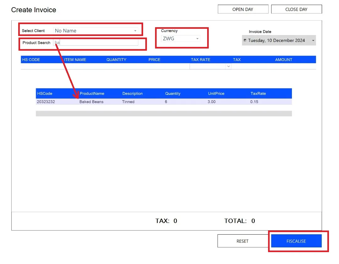 Invoicing Example