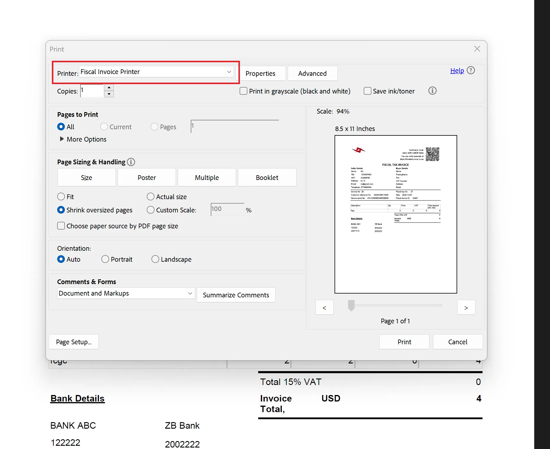 Invoice Fields